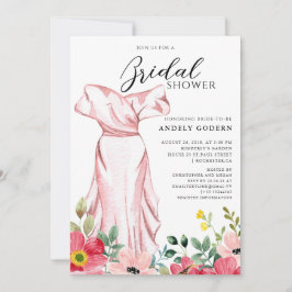 Convite Elegant Gown Illustration with Bridal Shower