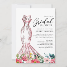 Elegant Gown Illustration with Bridal Shower