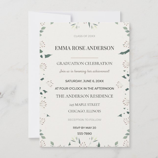 Convite Elegant Grad Party Graduation Invitations  (Frente)