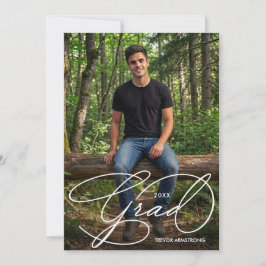 Convite Elegant Grad Script Photo Graduation