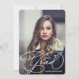 Convite Elegant Grad Script Photo Graduation Invitation