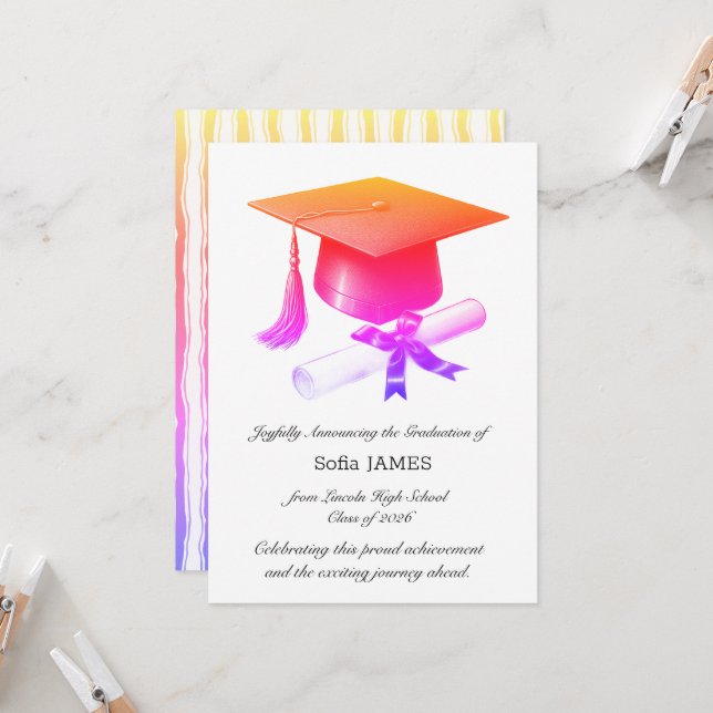 Convite Elegant Graduation Announcement Card (Frente/Verso In Situ)