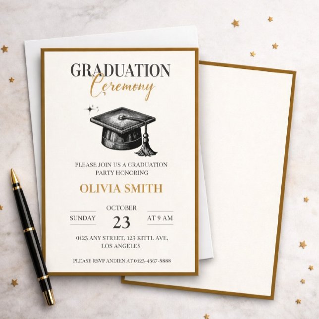 Convite Elegant Graduation Ceremony Invitation (Criador carregado)