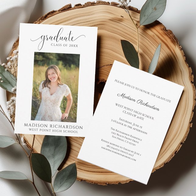 Convite Elegant Graduation Photo Open House Invitation (Criador carregado)