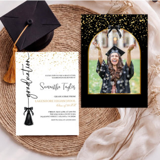 Convite Elegant Graduation with Photo Invitation