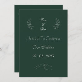 Convite Elegant Green And White Floral Simple Invitation