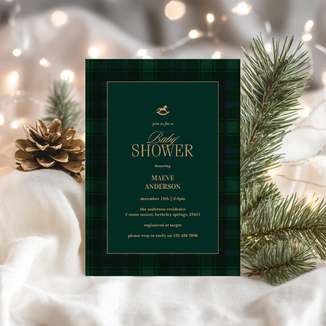 Convite Elegant Green blue tartan Plaid Invitation (Criador carregado)