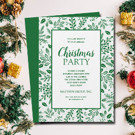Convite Elegant Green Botanicals Christmas Party