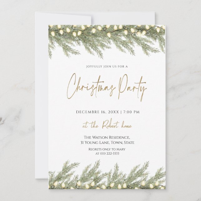 Convite Elegant Green Christmas Party  Invitation (Frente)
