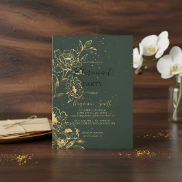 Convite Elegant Green Gold Retirement Party Invitation Flo