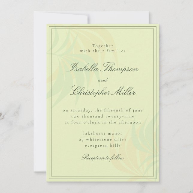 Convite Elegant Green Palm Wedding Invitation (Frente)