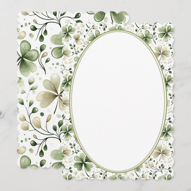 Convite Elegant Green Shamrock Wedding Invitation Design (Frente/Verso)