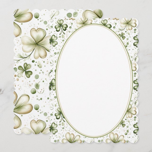 Convite Elegant Green Shamrock Wedding Invitation Design (Frente/Verso)