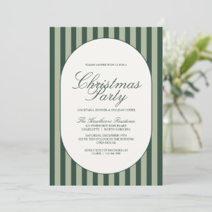 Convite Elegant Green Stripe Christmas Holiday Party