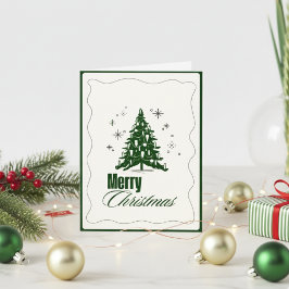 Convite Elegant Green & White Christmas Greeting Card