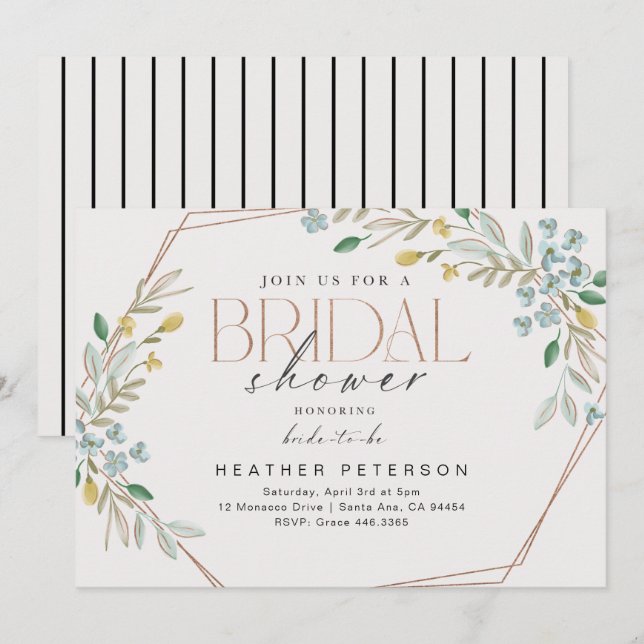 Convite Elegant Greenery (Frente/Verso)
