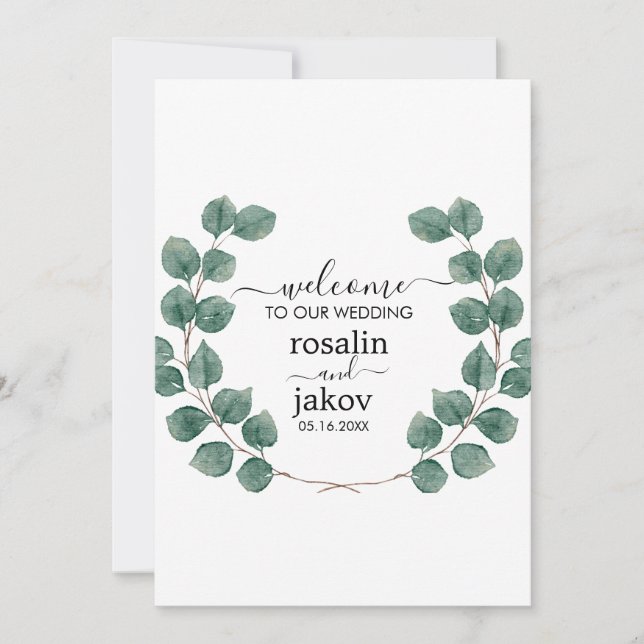 Convite Elegant Greenery Botanical wedding (Frente)