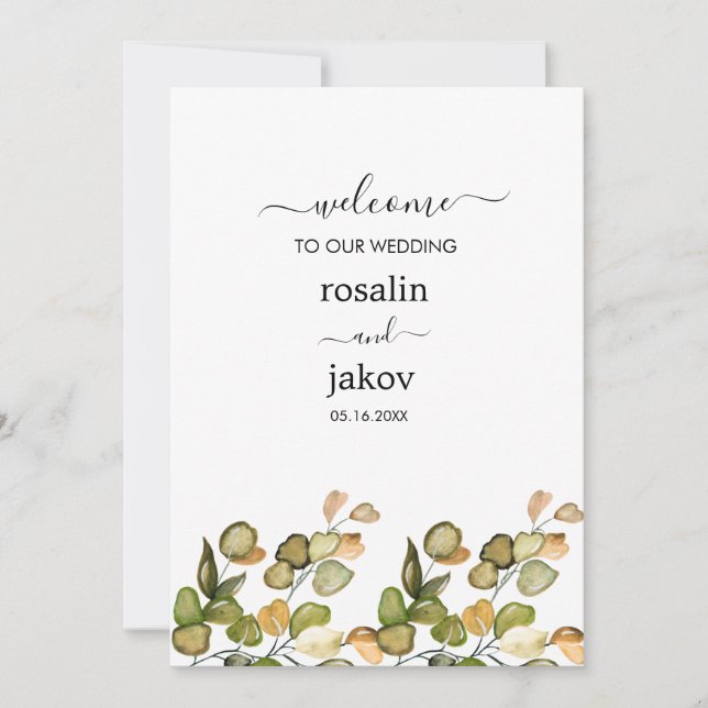 Convite Elegant Greenery Botanical wedding (Frente)