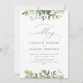 Convite Elegant Greenery Botanical Wedding Invitation