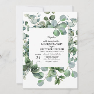 Convite Elegant Greenery Botanical wedding Invitation card