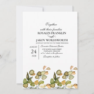 Convite Elegant Greenery Botanical wedding Invitation card