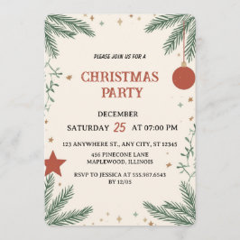 Convite Elegant Greenery Christmas Party Invitation Card