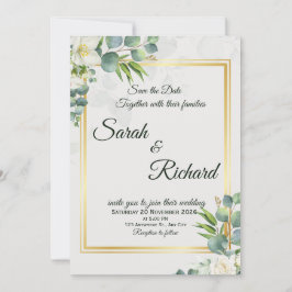 Convite Elegant Greenery Wedding Invitation Minimalist