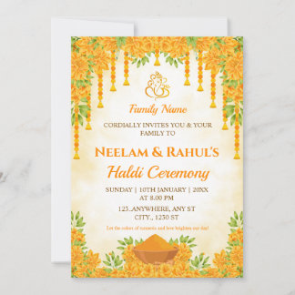 Convite Elegant Haldi Ceremony Invitation