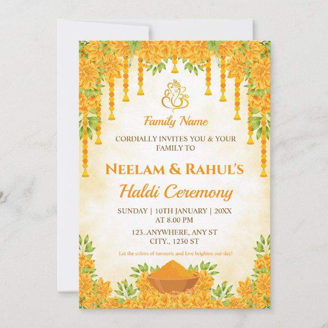 Convite Elegant Haldi Ceremony Invitation (Frente)