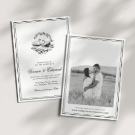 Convite Elegant Hand Drawn Swan Vintage Botanical Wedding