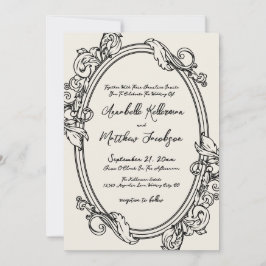Convite Elegant Hand Drawn Vintage Wedding