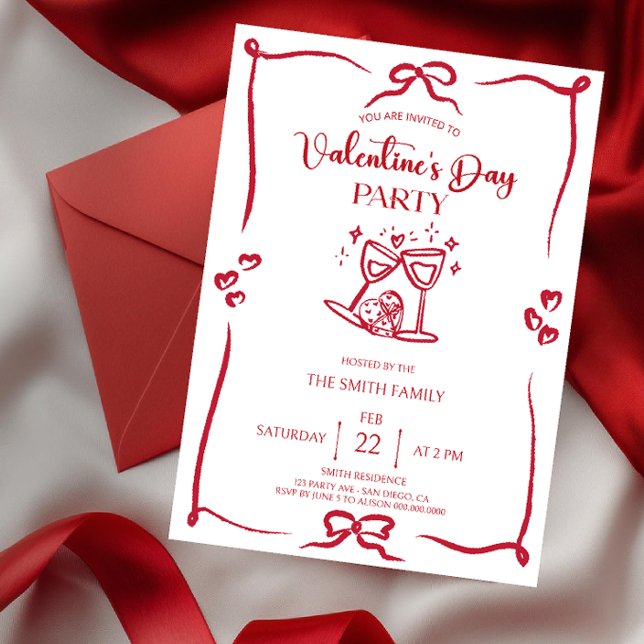 Convite Elegant handdrawn Valentine's day party Invitation (Criador carregado)