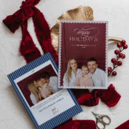 Convite Elegant Holiday Photo Card with Scalloped Border