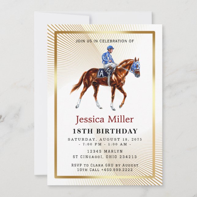 Convite Elegant Horse Birthday Invitation (Frente)