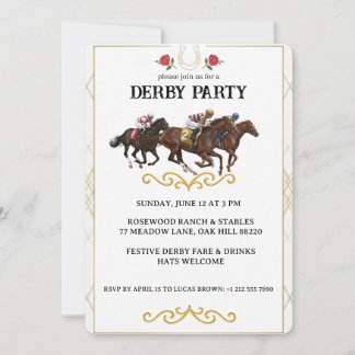 Convite Elegant Horse Derby Party Invitation