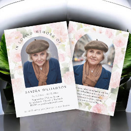 Convite Elegant Hydrangea Memorial Photo Announcement