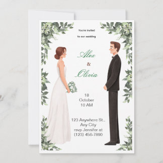 Convite Elegant Illustrated Wedding Invitation