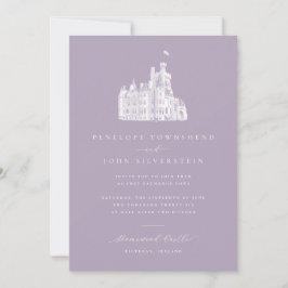 Convite Elegant Illustration Lavender Castle Wedding