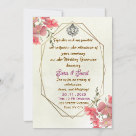 Convite Elegant Indian Wedding Reception Party Invitation