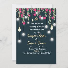 Convite Elegant Indian Wedding Sangeet Ceremony Invitation