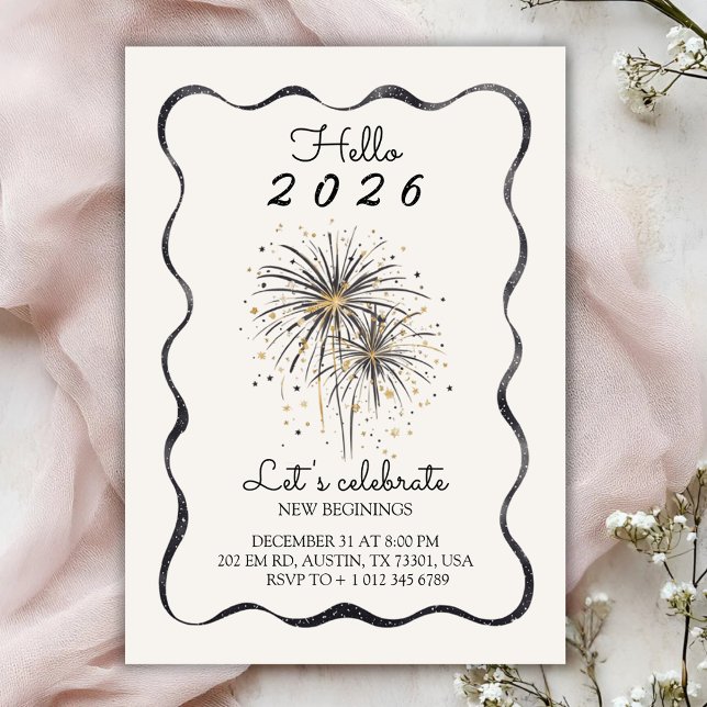 Convite Elegant invitation card for a 2026 new year  (Criador carregado)