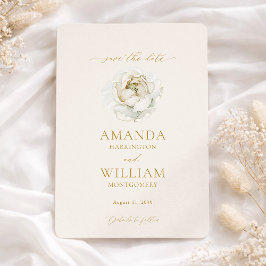 Convite Elegant Ivory Floral Save the Date Card
