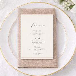 Convite Elegant Ivory Wedding Menu with Thank You Card