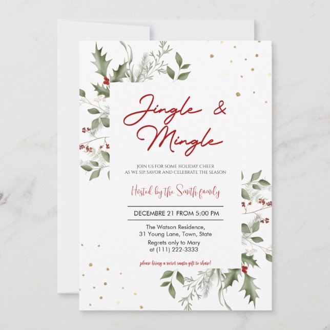 Convite Elegant Jingle & Mingle Holiday Christmas Party (Frente)