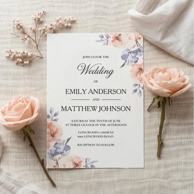 Convite Elegant Lavender Watercolor Wedding Invitation (Criador carregado)