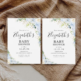 Convite Elegant Light Blue Baby Shower Invitation