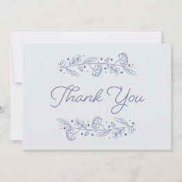 Convite Elegant Light Blue Floral Vines Thank You Card