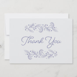 Convite Elegant Light Blue Floral Vines Thank You Card