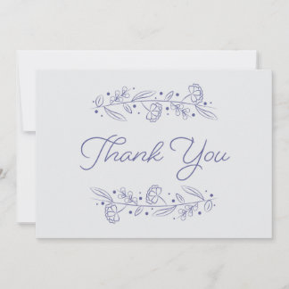 Convite Elegant Light Blue Floral Vines Thank You Card