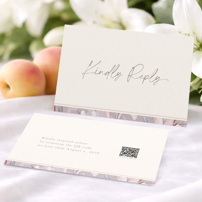 Convite Elegant Lily Wedding RSVP Card with QR Code (Criador carregado)